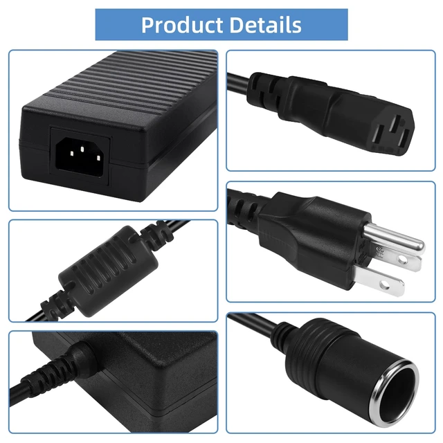 Alt view image 5 of 5 - TOUYINGER AC to DC Converter 12V 15A 180W,100V ~ 240V to 12V 15A Car Cigarette Lighter Socket AC/DC Power Supply Adapter for Car Tire Inflator, Air Purifier, Refrigerator