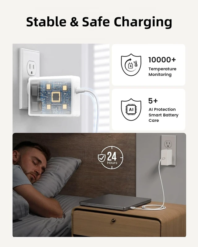 Alt view image 3 of 5 - Superer 100W USB-C Fast Charger Fit for LG Gram Pro 17Z90TR 17Z90SP 16Z90TR 16Z90SP Laptop, for Samsung Galaxy Book3 Ultra NP960XFH, for Soundcore Nebula P1, TCL PlayClube, NexiGo Nova Mini Pro
