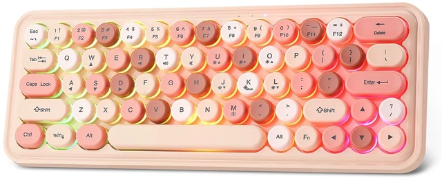 Main image of SanShun Wired RGB Creamy Typewriter Keyboard. 65 Percent Retro LED Membrance Gaming Keyboard. Small Ergonomic Optical Teclado with ABS Backlit Unreplaceable Round Keycaps. (Khaki)