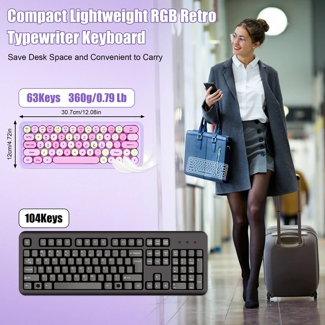 Alt view image 3 of 5 - SanShun Wired RGB Creamy Typewriter Keyboard. 65 Percent Retro LED Membrance Gaming Keyboard. Small Ergonomic Optical Teclado with ABS Backlit Unreplaceable Round Keycaps. (Khaki)
