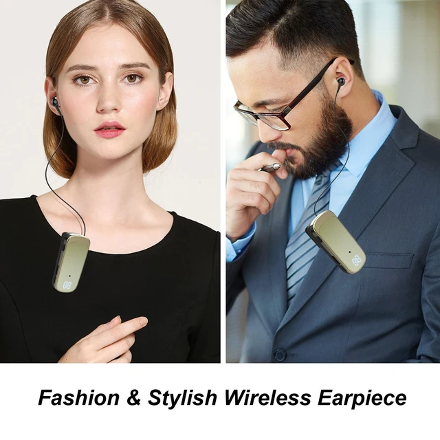 Alt view image 3 of 5 - FashionLive Retractable Wireless Headset Headphone Stereo Earphone V5.0 Noise Cancelling Mic Clip on Earpiece Comfortable HandsFree Headset 20Hrs Talking Time Sports Business Trucker Driver Ear
