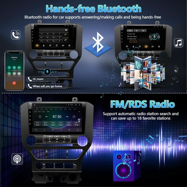 Alt view image 5 of 5 - 9-inch Touch Screen Car Stereo for Ford Mustang 2015-2021