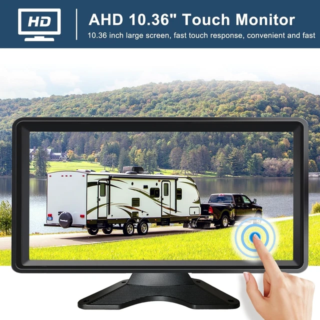 Alt view image 3 of 5 - 5-Channel Wired Cameras Backup Camera 10.36" HD Monitor Touch Screen with 128GB DVR Recording, IP69 Waterproof Truck Trailer Tractor Rear Side Front