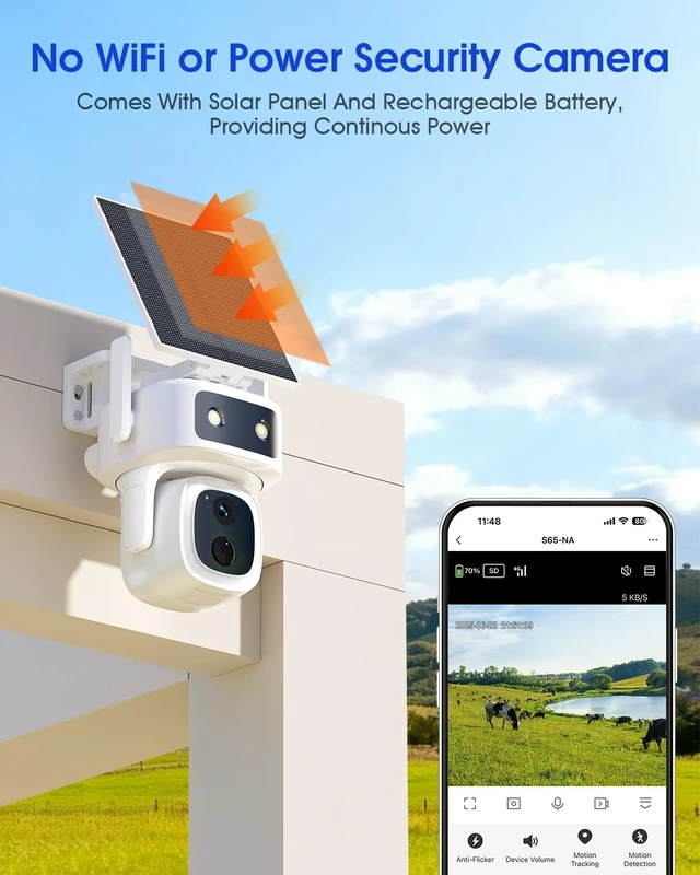 Alt view image 3 of 5 - KAMVUE 360 Days Free 4G Data, 4G LTE Cellular Solar Security Camera