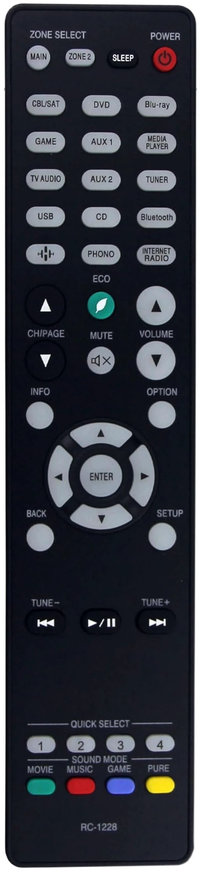 Main image of Leankle Remote Controller RC-1226, RC-1228, RC-1227, RC-1239, RC-1243, RC-1244 Replacement for Denon Receivers AVR-X2500H, AVR-X2700H, AVR-X3700H