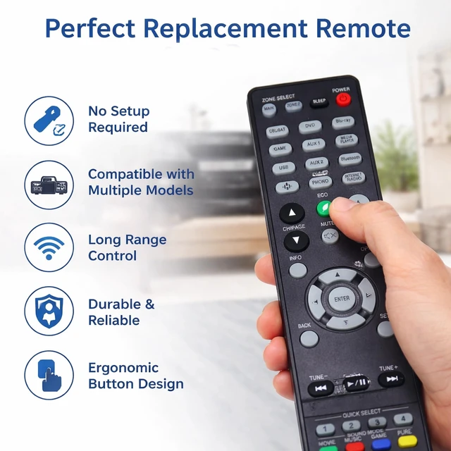 Alt view image 4 of 5 - Leankle Remote Controller RC-1226, RC-1228, RC-1227, RC-1239, RC-1243, RC-1244 Replacement for Denon Receivers AVR-X2500H, AVR-X2700H, AVR-X3700H