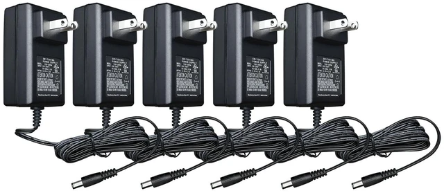 Main image of UL Listed 5PCS 12V 2A 6ft Power Supply Adapter, 24W 1.5A 1A 0.8A 0.5A AC/DC Switching Adapter for LED Strip Lights, Keyboard, BT Speaker, Router, Monitor, Webcam, Makeup Mirror, DVR, NVR, CCTV Camera