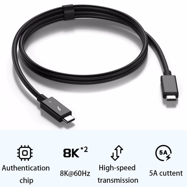 Alt view image 2 of 5 - ienza 3FT Thunderbolt 5 Cable for MacBook, Mac mini, iMac, iPad Pro, Surface Pro, Dell XPS 13 15, HP Spectre x360, Lenovo ThinkPad, SSD RAID, Docking Stations, Monitors, External GPUs, Hubs a