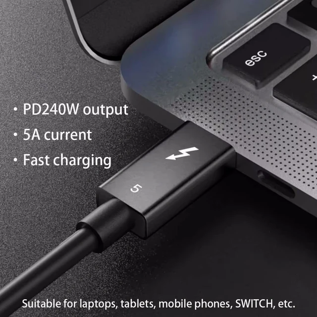 Alt view image 3 of 5 - ienza 3FT Thunderbolt 5 Cable for MacBook, Mac mini, iMac, iPad Pro, Surface Pro, Dell XPS 13 15, HP Spectre x360, Lenovo ThinkPad, SSD RAID, Docking Stations, Monitors, External GPUs, Hubs a