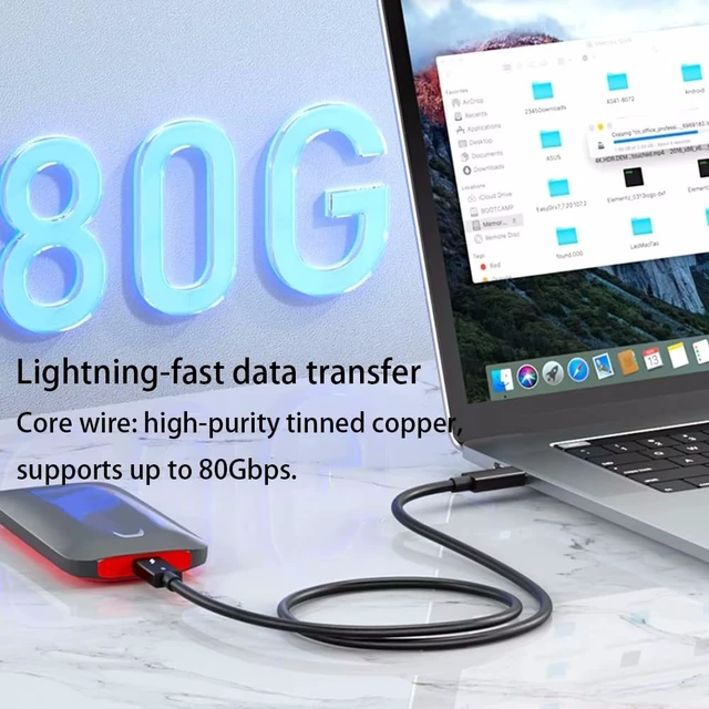 Alt view image 5 of 5 - ienza 3FT Thunderbolt 5 Cable for MacBook, Mac mini, iMac, iPad Pro, Surface Pro, Dell XPS 13 15, HP Spectre x360, Lenovo ThinkPad, SSD RAID, Docking Stations, Monitors, External GPUs, Hubs a