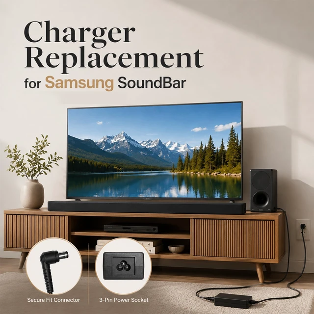 Alt view image 2 of 5 - 24V 2.5A AC DC Power Adapter, Suitable for Replacing Samsung Soundbar HW-J355 J370 J450 J550 J551 JM37 JM47 H450 H550 H7500 K450 K550 K551 M550 Home Theater SoundShare Speaker System Power Cord