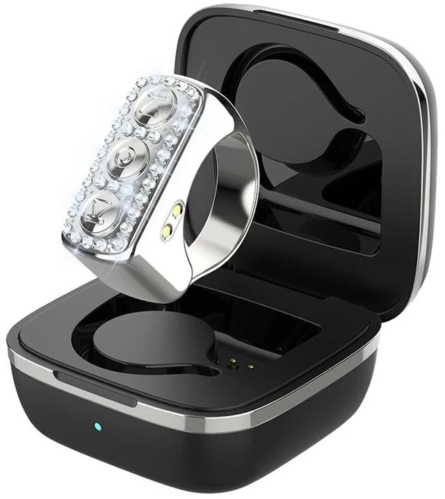 Main image of TTring TikTok Remote Control with Glitter Diamonds for TikTok, Remote Control for TikTok, TikTok Scrolling Ring for iPhone, iPad, iOS, Android (White)
