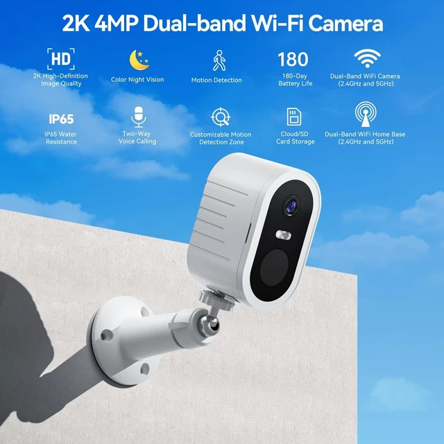 Alt view image 2 of 5 - Noahlink Security Cameras Wireless Outdoor, 2-Cam Kit, 2K Home Security Camera System, No Subscription Required, Local Storage, 4-View Live, PIR & AI Detection, Color Night Vision, 2-Way Audio