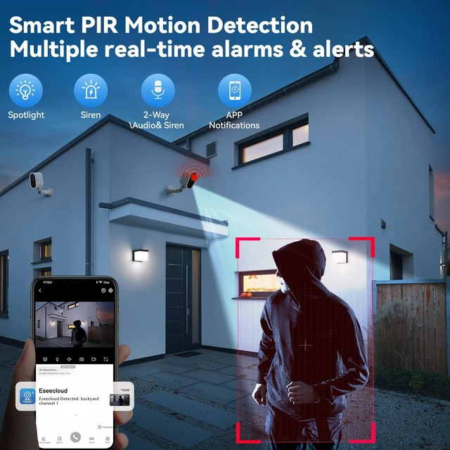 Alt view image 5 of 5 - Noahlink Security Cameras Wireless Outdoor, 2-Cam Kit, 2K Home Security Camera System, No Subscription Required, Local Storage, 4-View Live, PIR & AI Detection, Color Night Vision, 2-Way Audio
