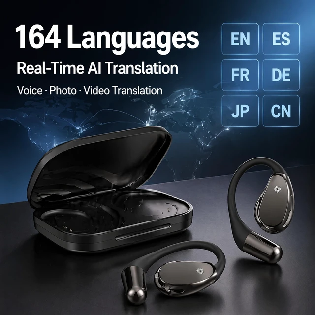 Alt view image 2 of 5 - AI Earbuds Translators Real Time, 164 Languages Translator Device, Bluetooth 6.0 Open Ear Earbuds with Photo & Video Translation