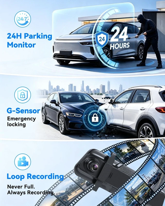 Alt view image 5 of 5 - Koravolo 4K Rear View Mirror Camera, Dash Cam with 64GB Card WiFi