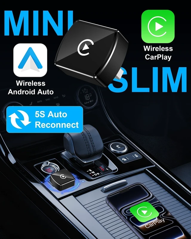 Alt view image 5 of 5 - Wireless CarPlay Adapter, USB/USB-C Plug Supports iPhone & Android Phones