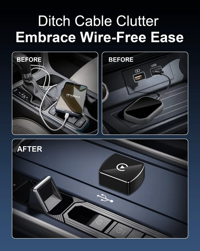 Alt view image 3 of 5 - Wireless CarPlay Adapter, USB/USB-C Plug Supports iPhone & Android Phones
