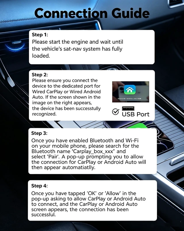 Alt view image 4 of 5 - Wireless CarPlay Adapter, USB/USB-C Plug Supports iPhone & Android Phones