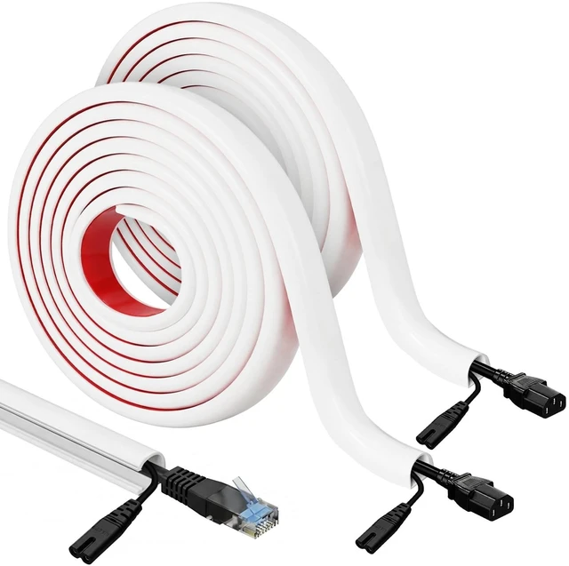 Main image of Tatuo 2 Pcs Silicone Wall Wire Hider Flexible Cord Hider,White,Large-10 ft