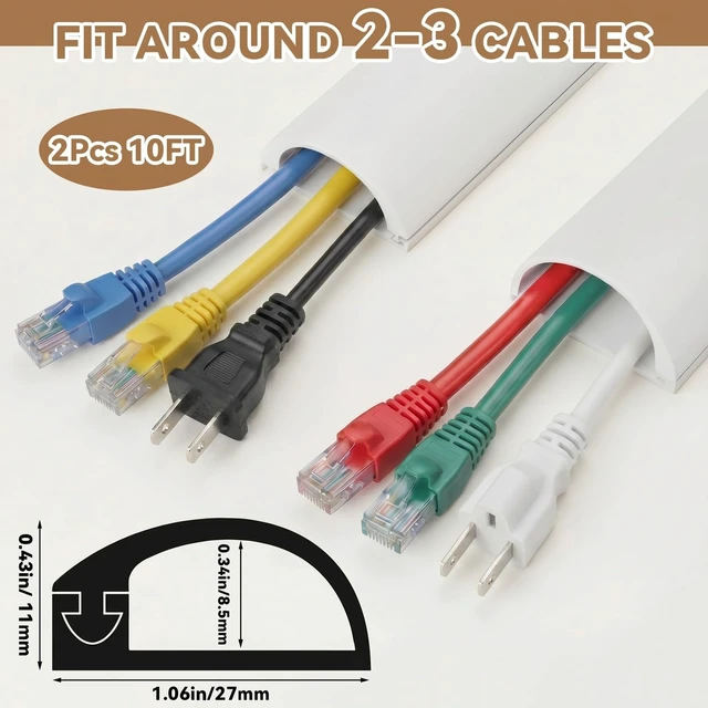 Alt view image 2 of 5 - Tatuo 2 Pcs Silicone Wall Wire Hider Flexible Cord Hider,White,Large-10 ft