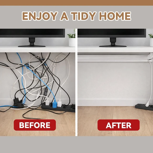 Alt view image 4 of 5 - Tatuo 2 Pcs Silicone Wall Wire Hider Flexible Cord Hider,White,Large-10 ft