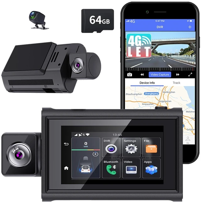 Main image of 3 inch Touch Screen 4G LTE Dash Cam Dual Cameras for Front and Rear Full HD Car Camera with ADAS Remote Live-View Two-Way Talk GPS Navigator for Car DVR Android 10.0 OS 24/7 Parking Mode
