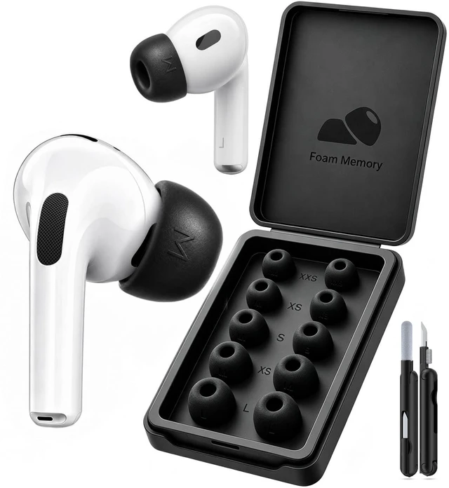 Main image of joremx Memory Foam Replacement Ear Tips for AirPods Pro 3 (5-Size)-Black