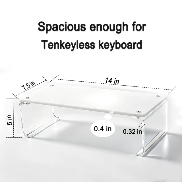 Alt view image 2 of 5 - GRASS BROOK Acrylic Monitor Stand Riser L14" x H5" ^^ Multi-Purpose Desk Organizer for Monitor & Laptop, Compatible with PC, Apple Studio Display and Printer, Ideal for Home Workspaces & Office Desks