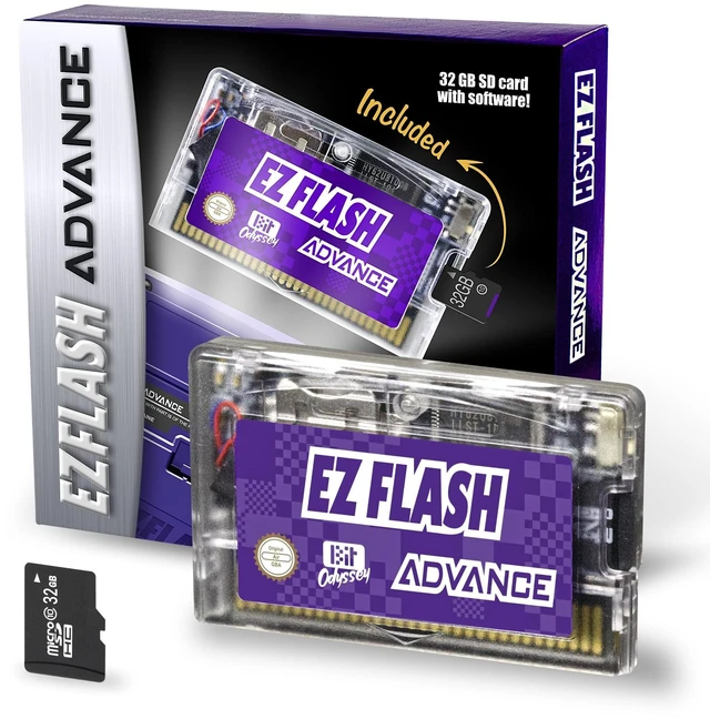 Main image of EZ Flash AIR Advance. Retro-Themed Flash Cart for GBA + 32 GB SD Card Pre-Loaded with Games ^^ Collectors Packaging