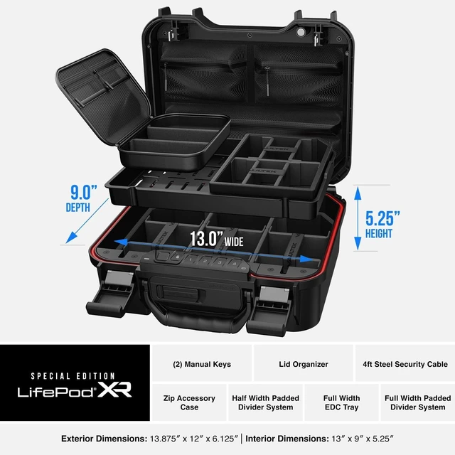 Alt view image 2 of 5 - VAULTEK LifePod XR Series Biometric Weatherproof Locking Case Modular Interior Secure Rugged Portable Electronic LockBox with Backlit Keypad (Special Edition Covert Black)