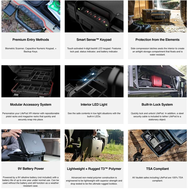 Alt view image 5 of 5 - VAULTEK LifePod XR Series Biometric Weatherproof Locking Case Modular Interior Secure Rugged Portable Electronic LockBox with Backlit Keypad (Special Edition Covert Black)