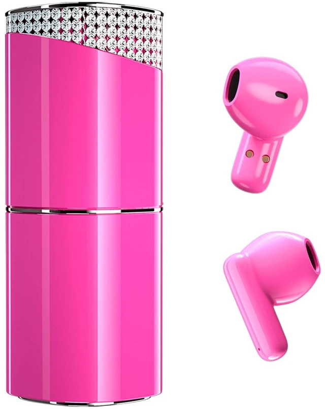 Main image of Samildanach Lipstick Wireless Earbuds, Bluetooth 5.3 with Noise Reduction, Comfortable Semi-in-Ear Design, Type-C Fast Charging (Pink)
