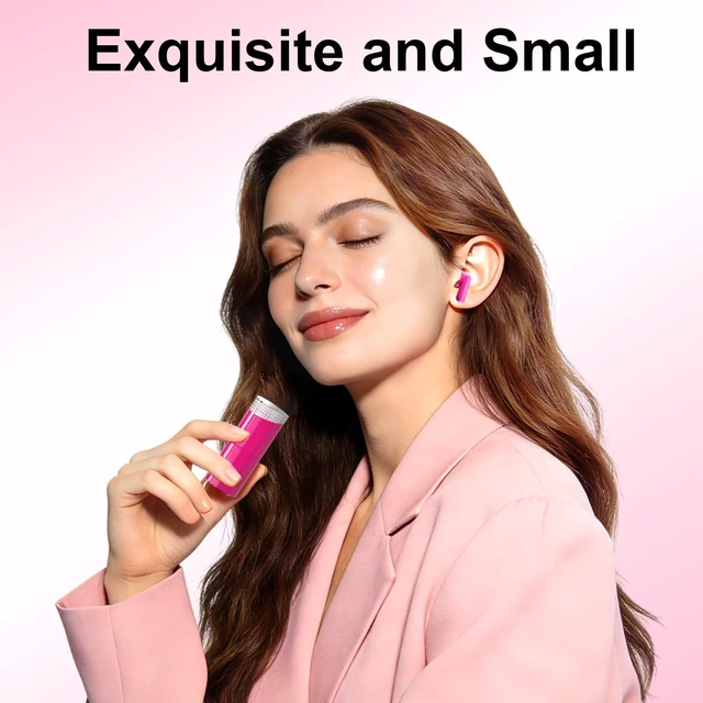 Alt view image 2 of 5 - Samildanach Lipstick Wireless Earbuds, Bluetooth 5.3 with Noise Reduction, Comfortable Semi-in-Ear Design, Type-C Fast Charging (Pink)