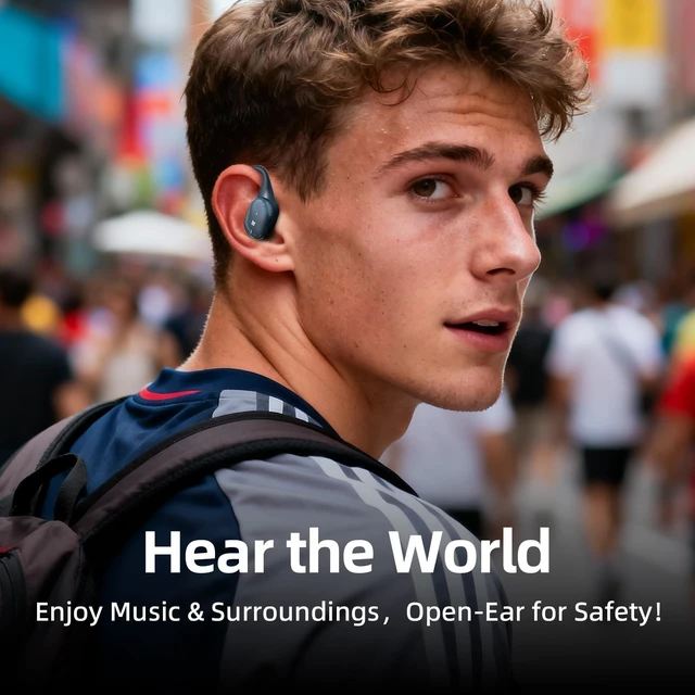 Alt view image 5 of 5 - ATHONGL Open Ear Earbuds,Bluetooth 5.4 100H Playtime Stereo Wireless Earphones with Ultra-Comfort, Snug Fit Ergonomic Earhook for Sports/Fitness/Travel/Workouts (Blue)