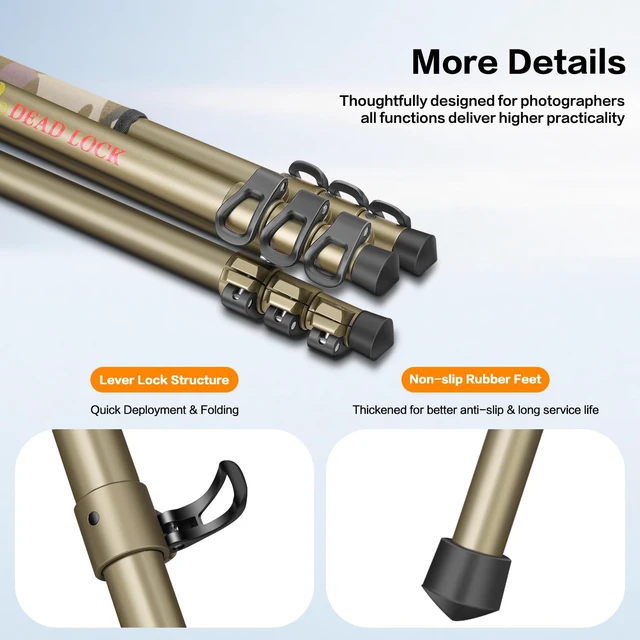 Alt view image 5 of 5 - MD-25 Shooting Tripod, 61" Aluminum Camera Tripod with Bowl Head