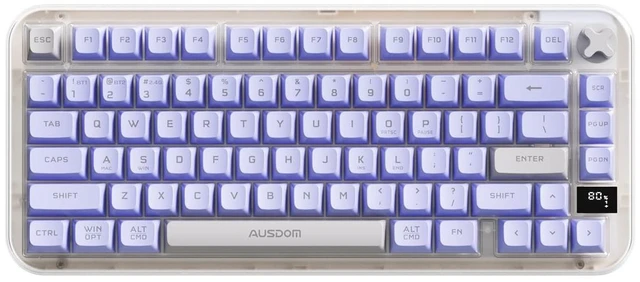 Main image of AUSDOM K75pro Wireless Gaming Creamy Keyboard, Tri-Mode BT/2.4G/USB-C Computer Keyboard, RGB Backlit Media Knob Creamy Keyboard, Purple