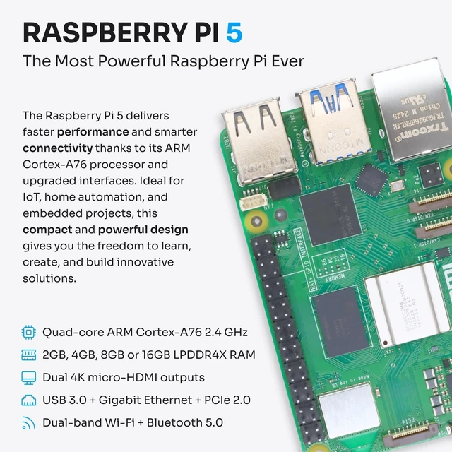 Alt view image 4 of 5 - PiiKit Starter Kit for Raspberry Pi 5 8 GB - Server Edition ^^ 32 GB MicroSD Card ^^ 27 W Power Supply ^^ Active Cooler ^^ Silicone Bumper