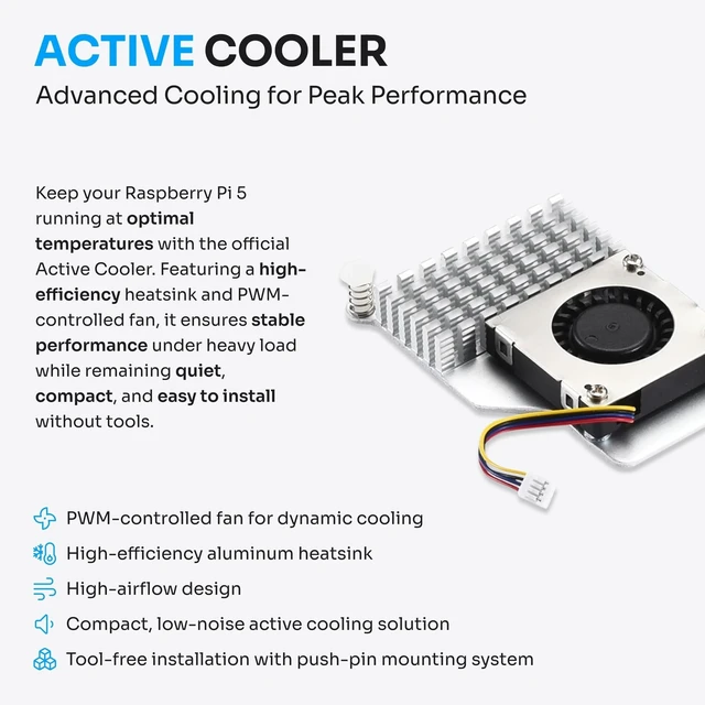 Alt view image 5 of 5 - PiiKit Starter Kit for Raspberry Pi 5 8 GB - Server Edition ^^ 32 GB MicroSD Card ^^ 27 W Power Supply ^^ Active Cooler ^^ Silicone Bumper