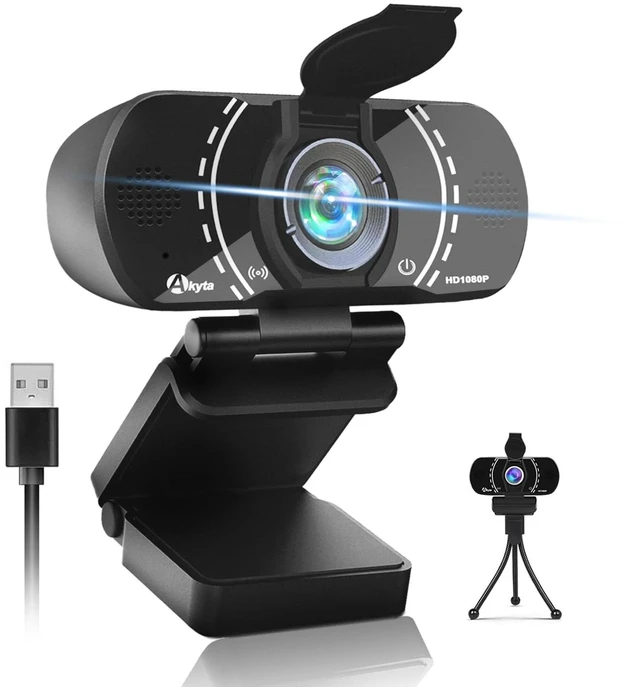 Main image of Akyta Webcam for PC, 1080P Webcam with Microphone/Tripod/Privacy Cover/Wide Angle 110, Plug & Play USB Web Camera for Desktop Computer PC Laptop Mac Video Calling/Streaming/Zoom Conference
