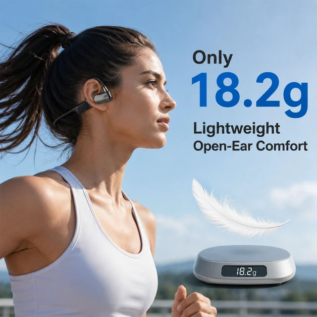 Alt view image 4 of 5 - KORAVIS Open Ear Running Headphones, 18.2g Lightweight Wireless Sports Headphones with Mic, Bluetooth 5.3, 8H Playtime, IPX5 Water-Resistant for Walking Cycling Workouts and Daily Use