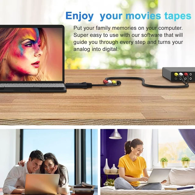 Alt view image 2 of 5 - Kkf USB 2.0 Video Capture Card for Streaming VHS to Digital Converter, with Audio Transfer Grabber, Digitize Video DSLR DVD PS3 PS4 Camera Adapter, for Mac, PC or Notebook (IU037B-2)