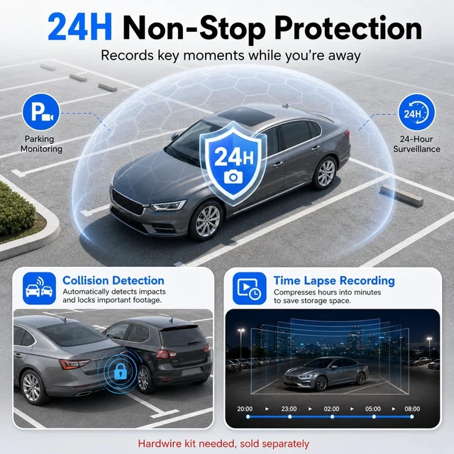 Alt view image 4 of 5 - JOCRELA 4K+4K Dash Cam Front and Rear, Free 128GB Card, Dash Cam for Car
