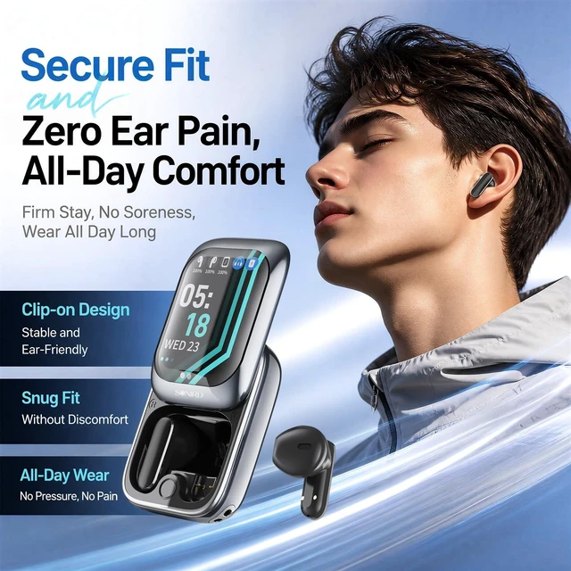 Alt view image 3 of 5 - SONIRD Bluetooth Headphones,Wireless Earbuds with Touch Screen,ENCTravel