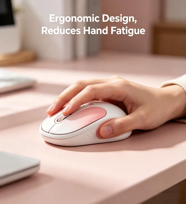 Alt view image 5 of 5 - 2.4G Bluetooth Dual Mode Mouse, Cute Rabbit Silent Ergonomic Mouse, Rechargeable Type C,Slim, Portable and Lightweight Office Mouse for Women, Compatible with Laptops, PC, Tablet, Phones, Windows