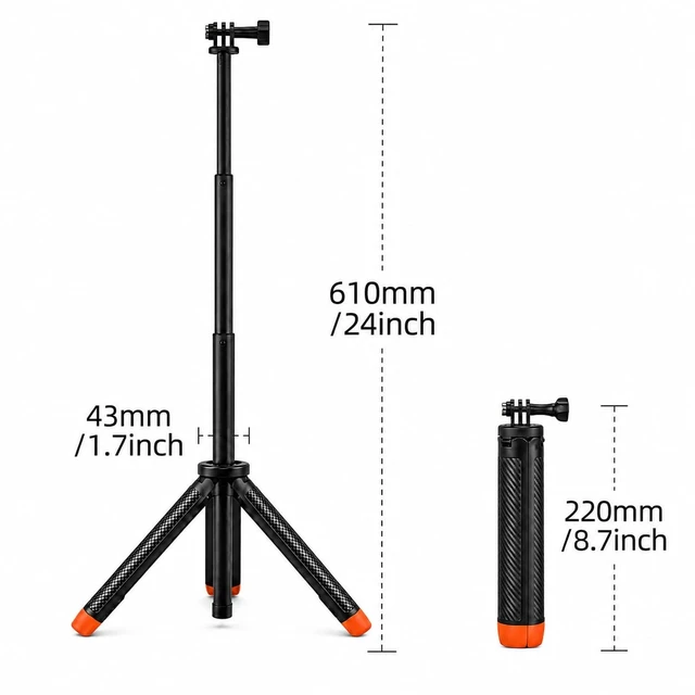 Alt view image 2 of 5 - 4-in-1 Selfie Stick Tripod Compatible with GoPro Hero 13-9