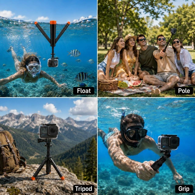 Alt view image 3 of 5 - 4-in-1 Selfie Stick Tripod Compatible with GoPro Hero 13-9