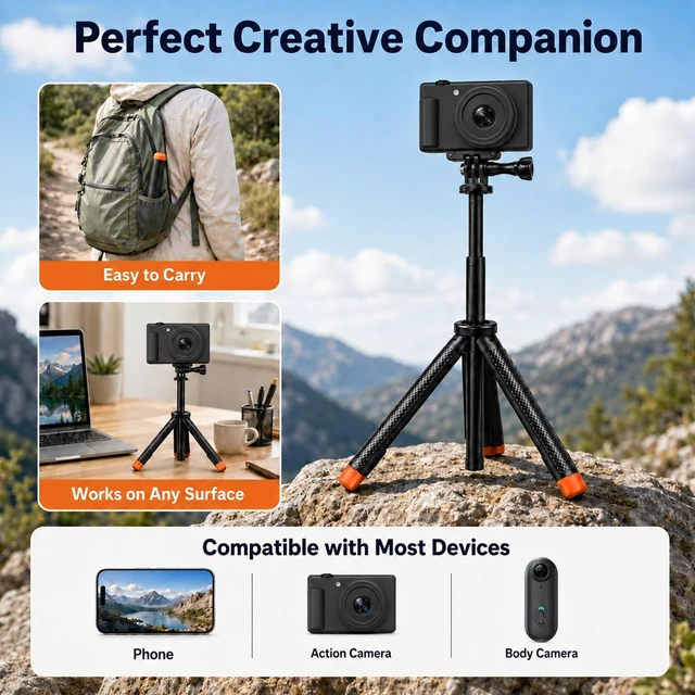 Alt view image 5 of 5 - 4-in-1 Selfie Stick Tripod Compatible with GoPro Hero 13-9