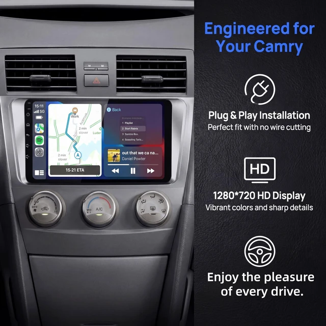 Alt view image 3 of 5 - (8 Core+64 GB) 9 inch Car Radio Stereo for Toyota Camry 2006 2007 2008 2009 2010 2011 Touch Screen with Carplay Android Car Auto Support Bluetooth WiFi GPS FM
