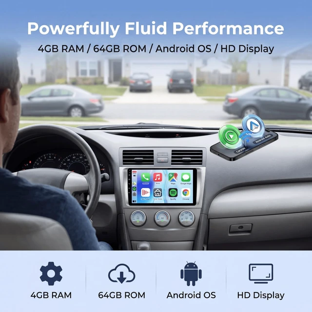 Alt view image 4 of 5 - (8 Core+64 GB) 9 inch Car Radio Stereo for Toyota Camry 2006 2007 2008 2009 2010 2011 Touch Screen with Carplay Android Car Auto Support Bluetooth WiFi GPS FM